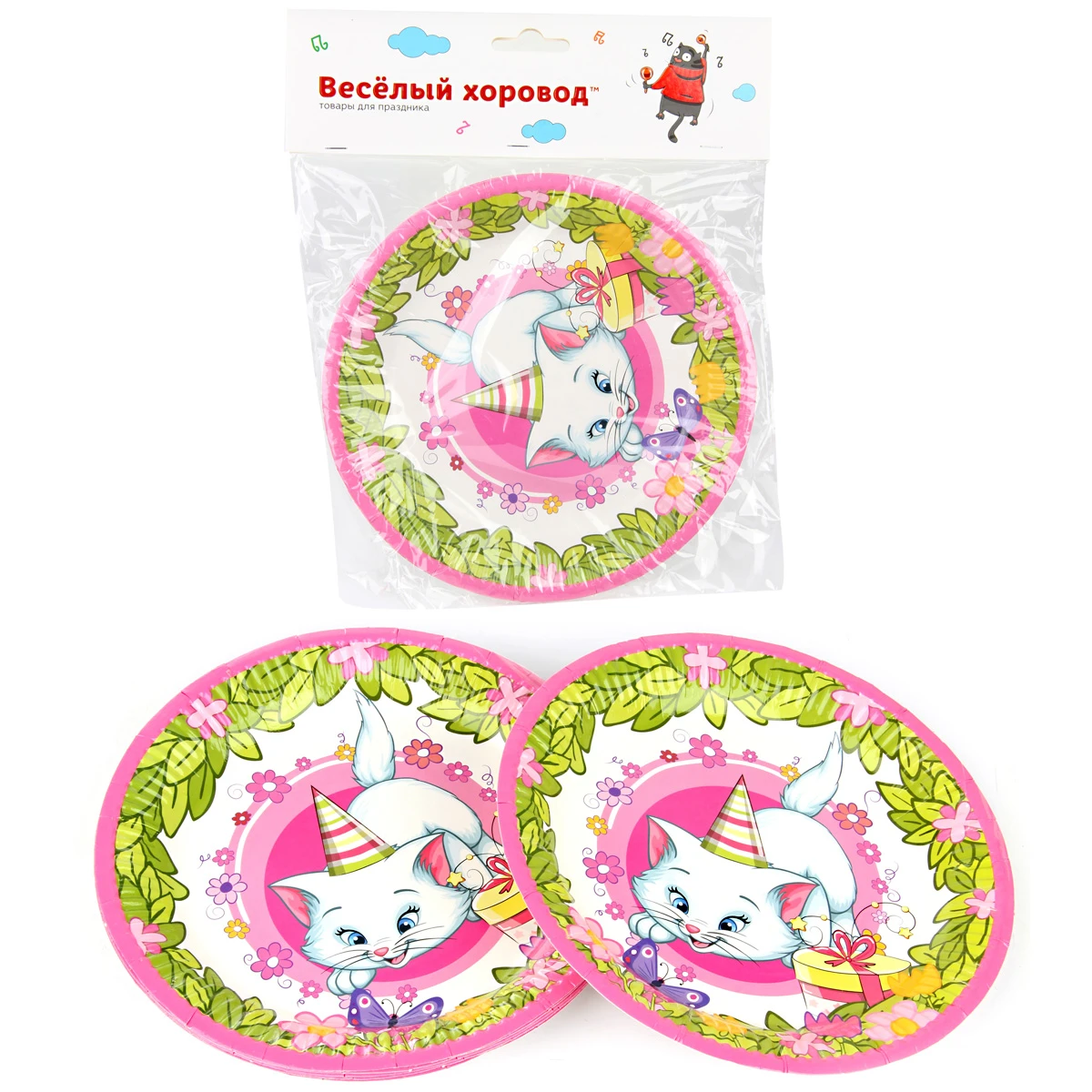 Набор тарелок "Розовая фантазия", 23 см, 6 штук