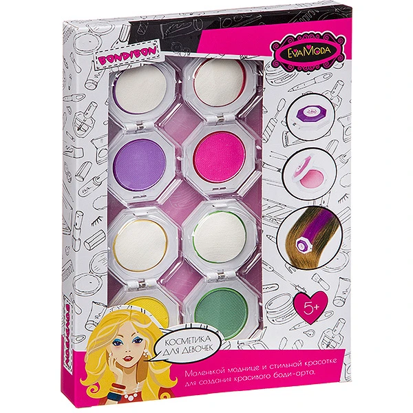 Набор детской декоративной косметики Bondibon Eva Moda, BOX 27,5*19,5*3 см; 4