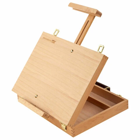 Этюдник-мольберт из бука настольный с ящиком, 38х28х55 см, высота холста до 45 Этюдник-мольберт из бука настольный с ящиком, 38х28х55 см, высота холста до 45