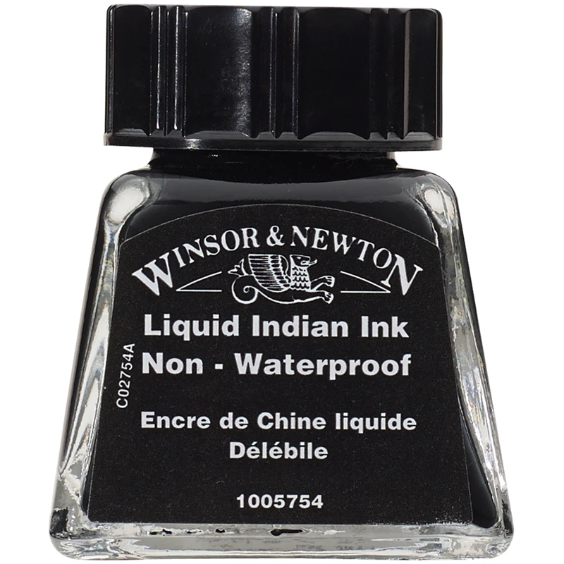 Тушь Winsor&Newton для рисования, водорастворимая, черный, флакон c пипеткой