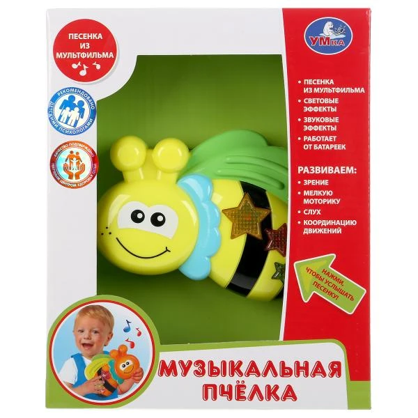 ИГРУШКА "ПЧЕЛКА" "УМКА" НА БАТ. СО СВЕТОМ, РУССИФИЦ. ПЕСЕНКА