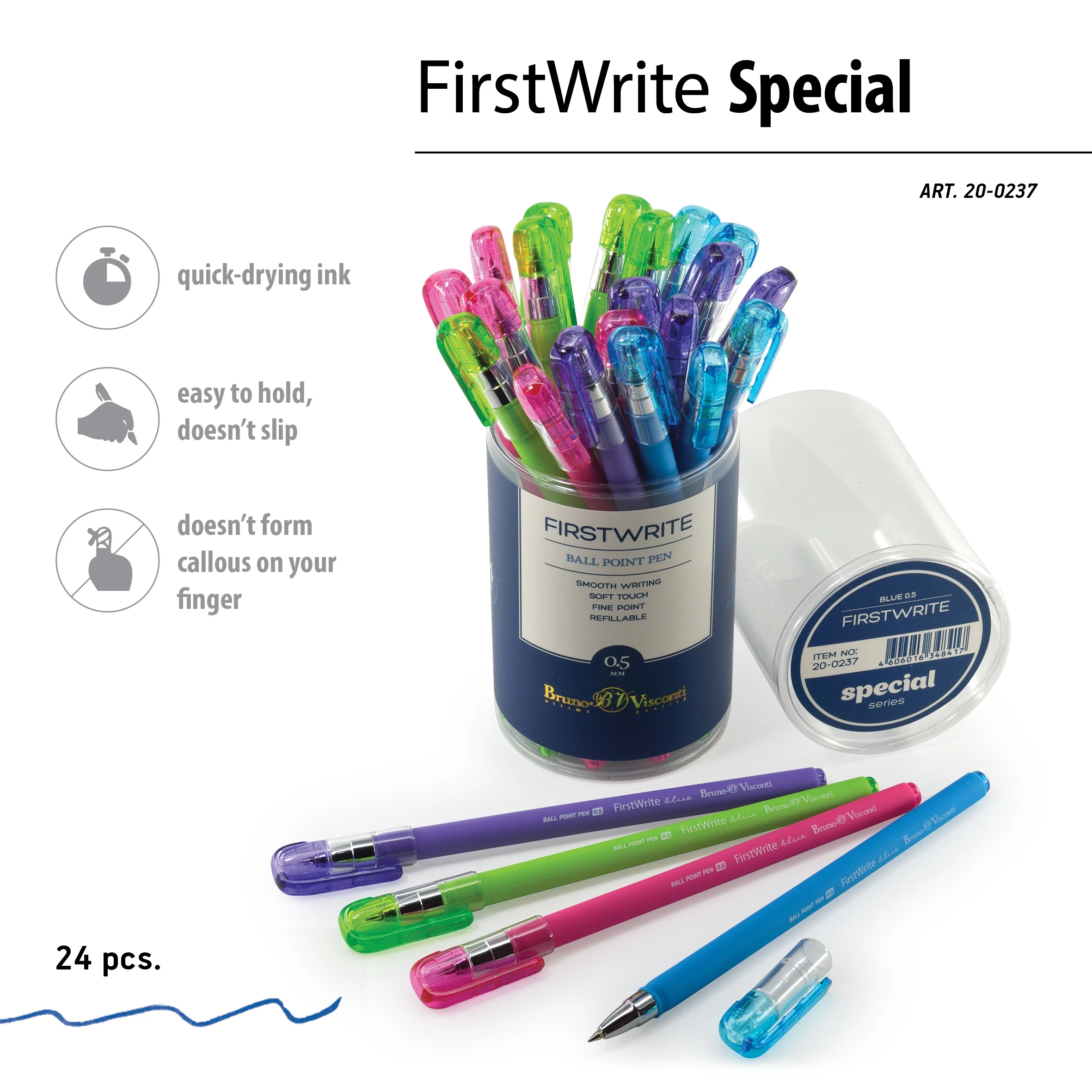 РУЧКА "FirstWrite. Special" ШАРИКОВАЯ 0.5 ММ, СИНЯЯ (4 цвета корпуса) РУЧКА "FirstWrite. Special" ШАРИКОВАЯ 0.5 ММ, СИНЯЯ (4 цвета корпуса)