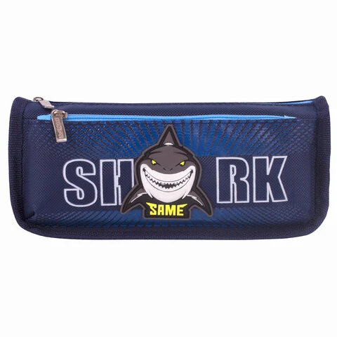 Пенал ЮНЛАНДИЯ, 2 отделения, полиэстер, "Shark", синий, 21х6х9 см, Пенал ЮНЛАНДИЯ, 2 отделения, полиэстер, "Shark", синий, 21х6х9 см,