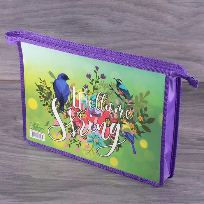Папка для тетрадей А4 на молнии Весенние птички Папка для тетрадей А4 на молнии Весенние птички