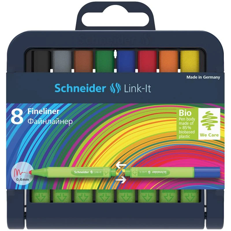 Набор капиллярных ручек Schneider "Link-It" 08цв., 0,4мм, европодвес