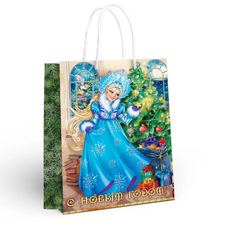 Пакет подарочный "Дед Мороз и Снегурочка - 2", 250*350*100 мм. Пакет подарочный "Дед Мороз и Снегурочка - 2", 250*350*100 мм.