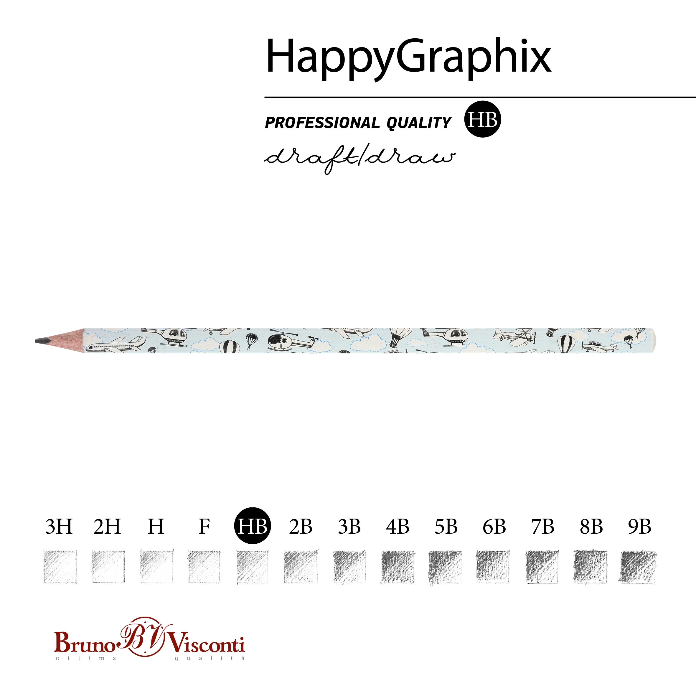 КАРАНДАШ ЧЕРНОГРАФИТОВЫЙ "HappyGraphix. Самолетики. Паттерн" НВ КАРАНДАШ ЧЕРНОГРАФИТОВЫЙ "HappyGraphix. Самолетики. Паттерн" НВ