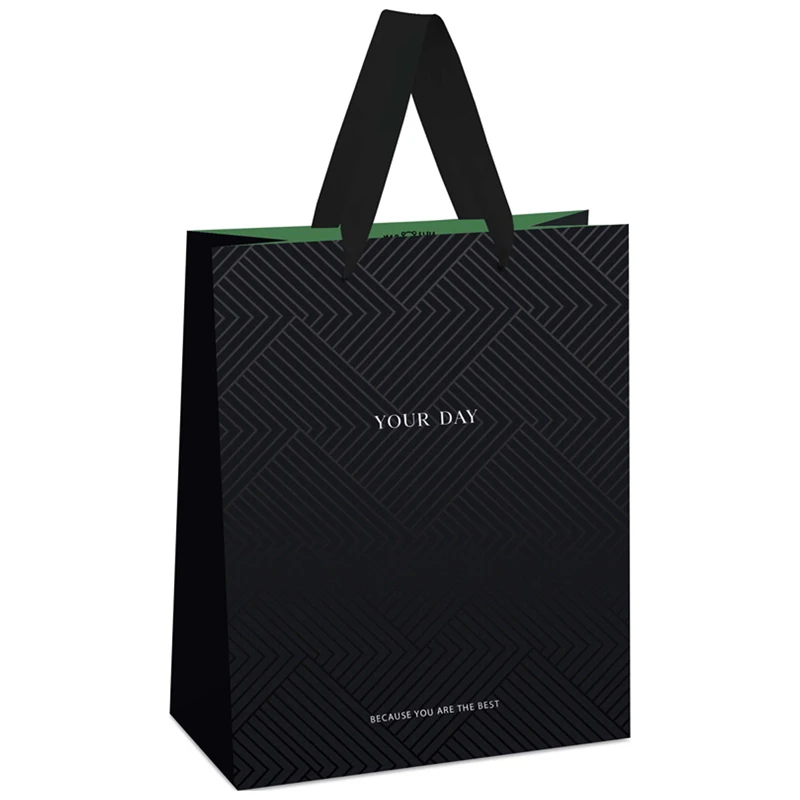 Пакет подарочный 18*23*10см, MESHU "Black Water", отд. фольгой,