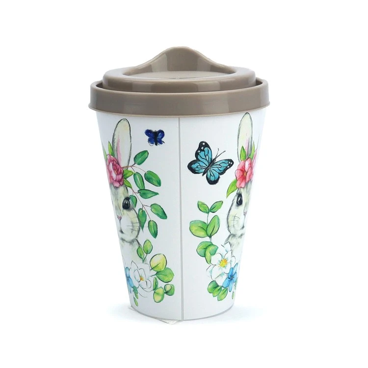 Стакан пластиковый c крышкой "Кроль-Вилль". Цветочная Зая, 420мл