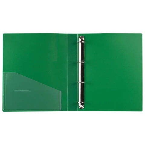 Папка на 4 кольцах, ширина 40 мм, BRAUBERG EXTRA, до 300 листов, ЗЕЛЕНАЯ, 0,8