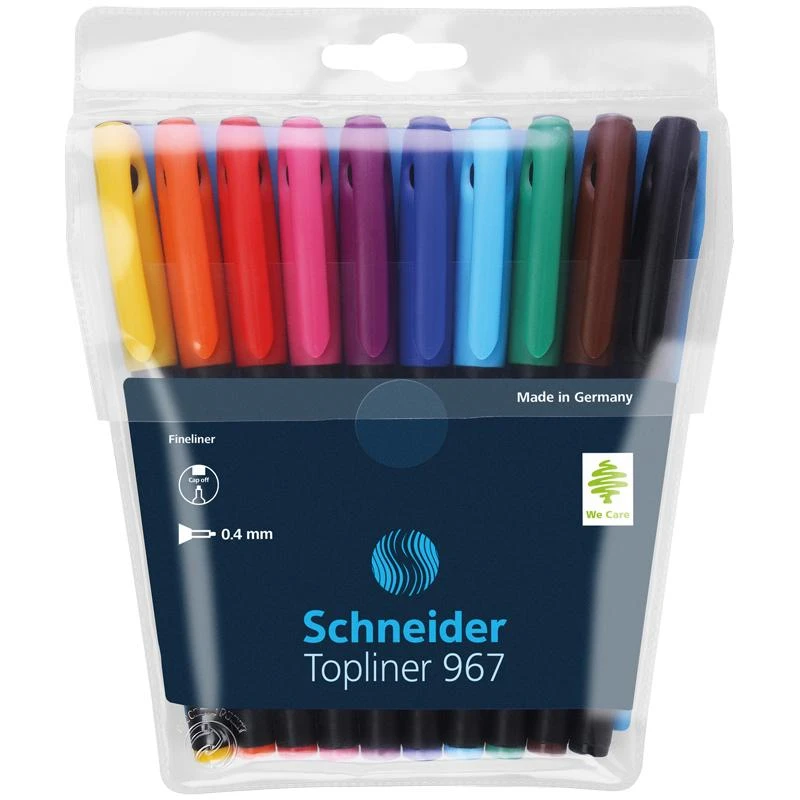 Набор капиллярных ручек Schneider "Topliner 967" 10цв., 0,4мм, Набор капиллярных ручек Schneider "Topliner 967" 10цв., 0,4мм,