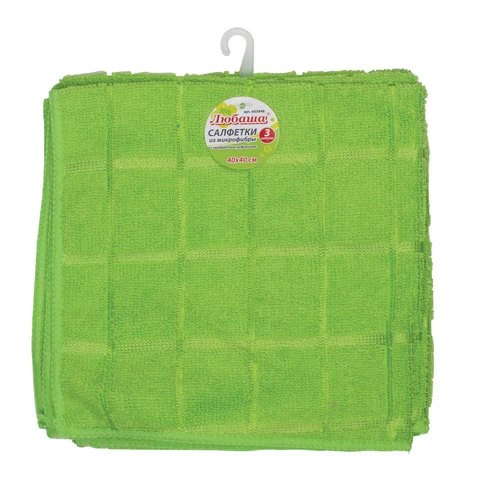 Салфетки универсальные, КОМПЛЕКТ 3 шт., микрофибра, квадратное тиснение, 40х40