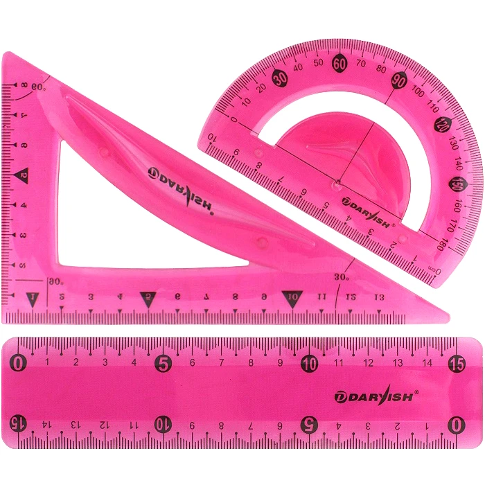 Набор геометрический "Darvish" 3 предмета мягкий пластик (линейка 15 Набор геометрический "Darvish" 3 предмета мягкий пластик (линейка 15