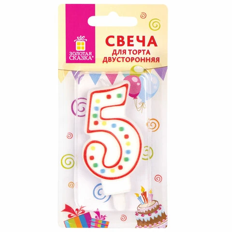 Свеча-цифра для торта "5" ДВУСТОРОННЯЯ с конфетти, 8,5 см, ЗОЛОТАЯ Свеча-цифра для торта "5" ДВУСТОРОННЯЯ с конфетти, 8,5 см, ЗОЛОТАЯ