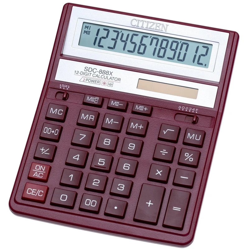 Калькулятор CITIZEN бух. SDC-888XRD,12 разр, бордовый штр.  4562195132752,