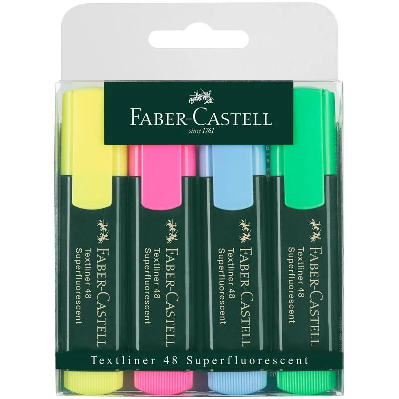 Набор текстовыделителей Faber-Castell "48" 4цв., 1-5мм, пластик. уп.,