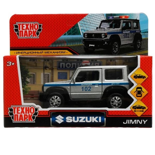 Машина металл SUZUKI JIMNY ПОЛИЦИЯ 11,5 см, двер, баг, инер, сер, Технопарк