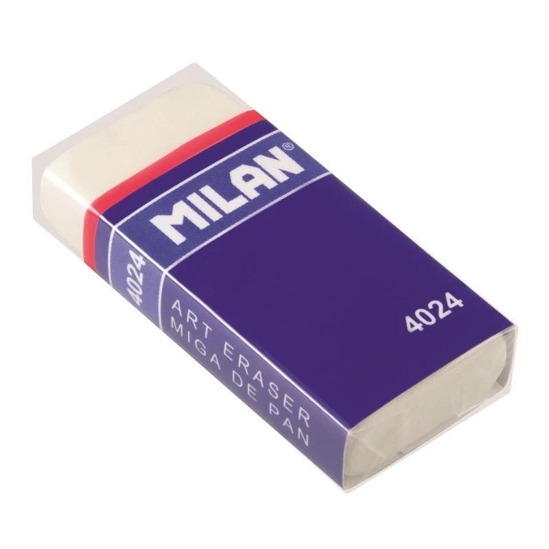 Ластик каучуковый Milan 4024, белый, карт. держатель Ластик каучуковый Milan 4024, белый, карт. держатель