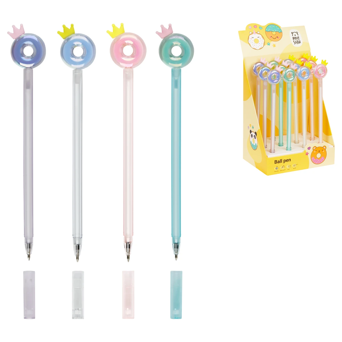 Ручка шариковая MESHU "Crown Donuts", синяя, 0,7мм, корпус ассорти, с