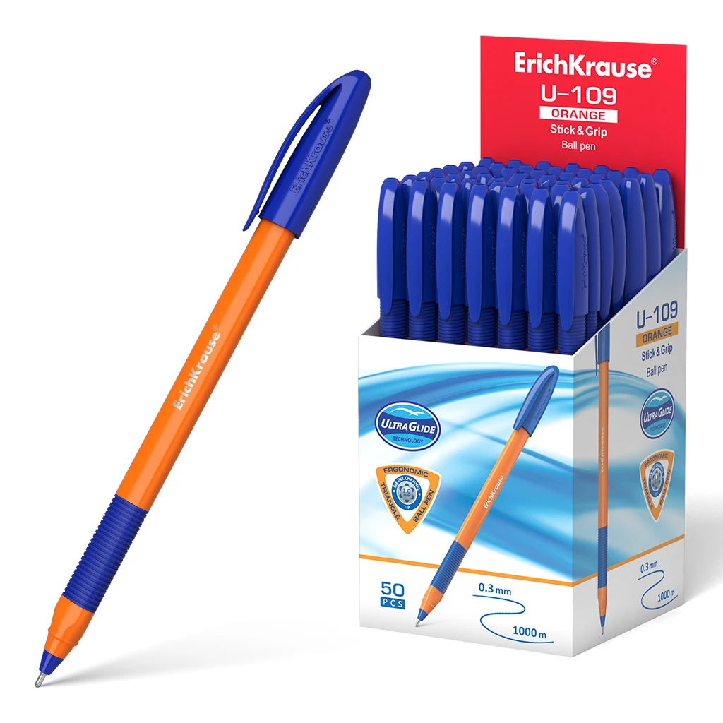 Ручка шариковая Erich Krause U-109 Orange Stick&Grip 1.0, Ultra Glide Ручка шариковая Erich Krause U-109 Orange Stick&Grip 1.0, Ultra Glide