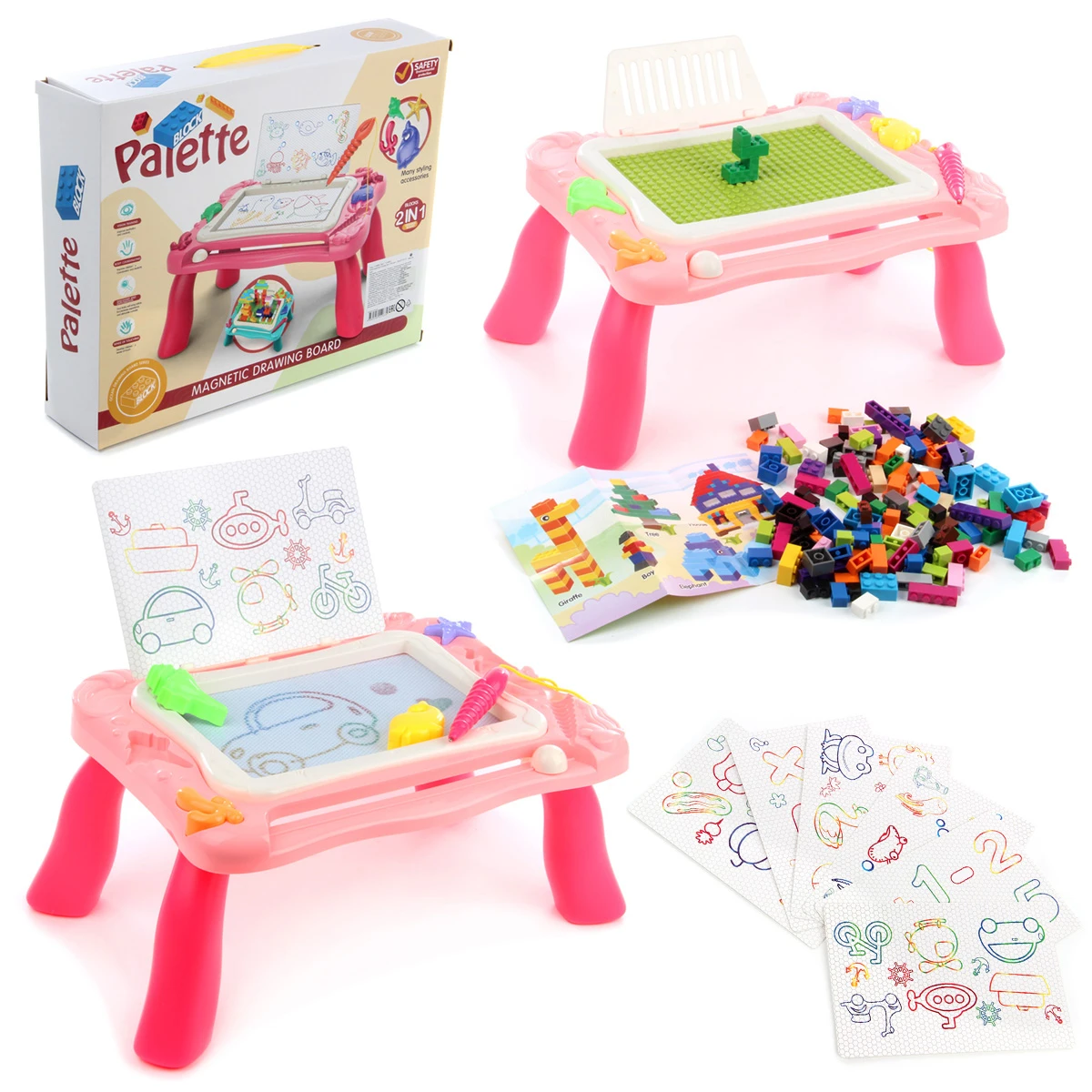 Конструктор-столик 2 в 1, 150 дет., 34х27.5х7.5, коробка