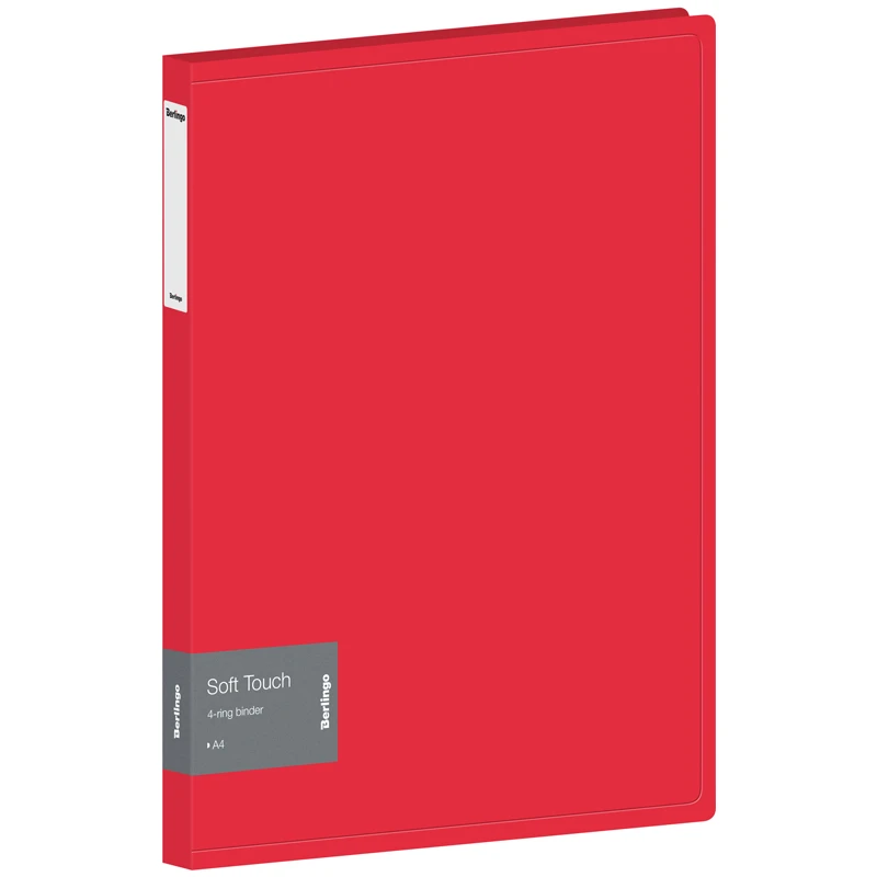 Папка на 4 кольцах Berlingo "Soft Touch", 24мм, 700мкм, красная, Папка на 4 кольцах Berlingo "Soft Touch", 24мм, 700мкм, красная,