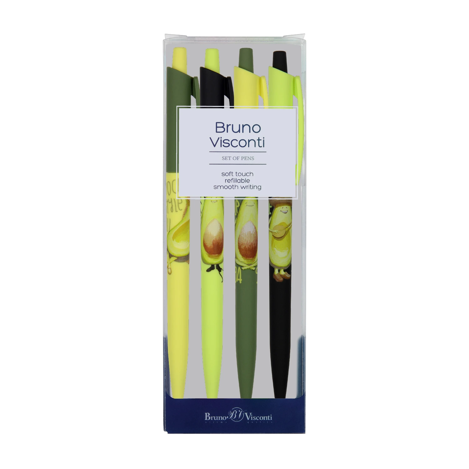 НАБОР ИЗ 4-Х РУЧЕК "HappyClick. Avocado style" ШАРИКОВЫХ, 0.5 ММ,