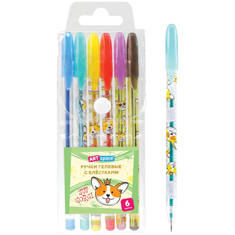 Набор гелевых ручек ArtSpace "Милые зверушки", 6цв., 1,0мм, с