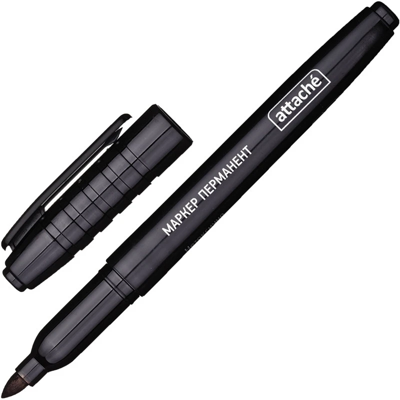Маркер перманентный ATTACHE черный 1,5-3мм. штр.  4690432002862, 6953070935922,