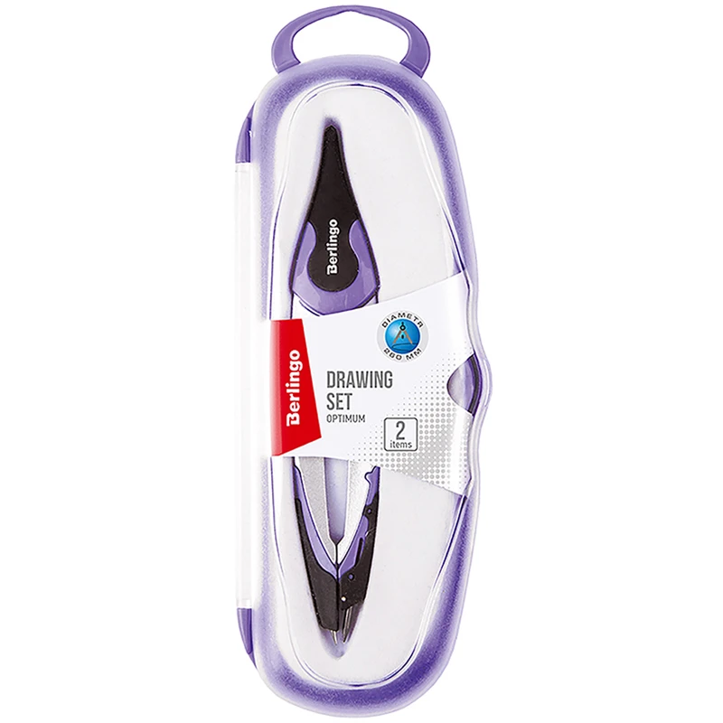 Готовальня Berlingo "Optimum", 2 предмета, циркуль 135мм, пластиковый