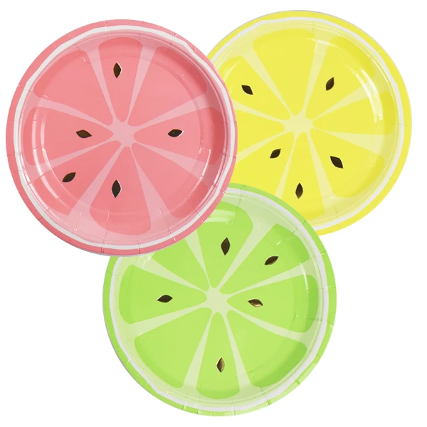 Тарелки Фрукты ассорти 18 см 6 шт бумажные ламинированные