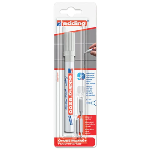 Маркер для затирки плиточных швов EDDING 8200, СЕРЕБРИСТО-СЕРЫЙ, 2-4 мм,