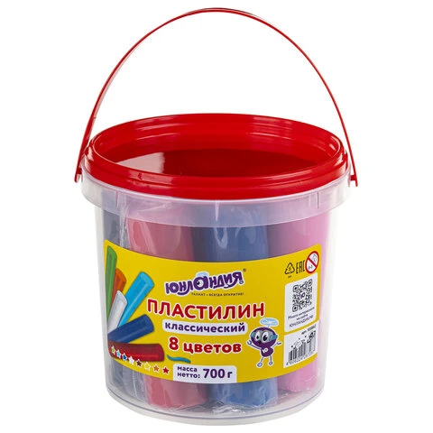 Пластилин в ведерке ЮНЛАНДИЯ, 8 цветов, 700 г, ВЫСШЕЕ КАЧЕСТВО, 105862 Пластилин в ведерке ЮНЛАНДИЯ, 8 цветов, 700 г, ВЫСШЕЕ КАЧЕСТВО, 105862