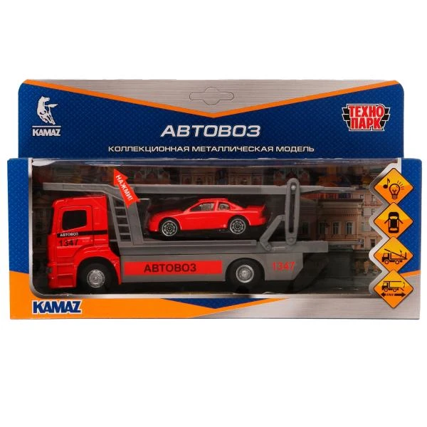 Машина металл свет-звук KAMAZ АВТОВОЗ 20 см, подвиж дет, машин, красн, Технопарк