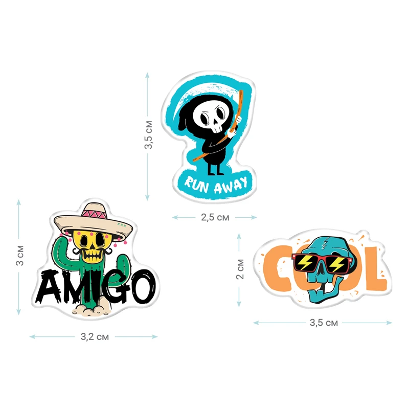 Набор акриловых значков MESHU "Horror", прямая УФ-печать, 3шт. Набор акриловых значков MESHU "Horror", прямая УФ-печать, 3шт.