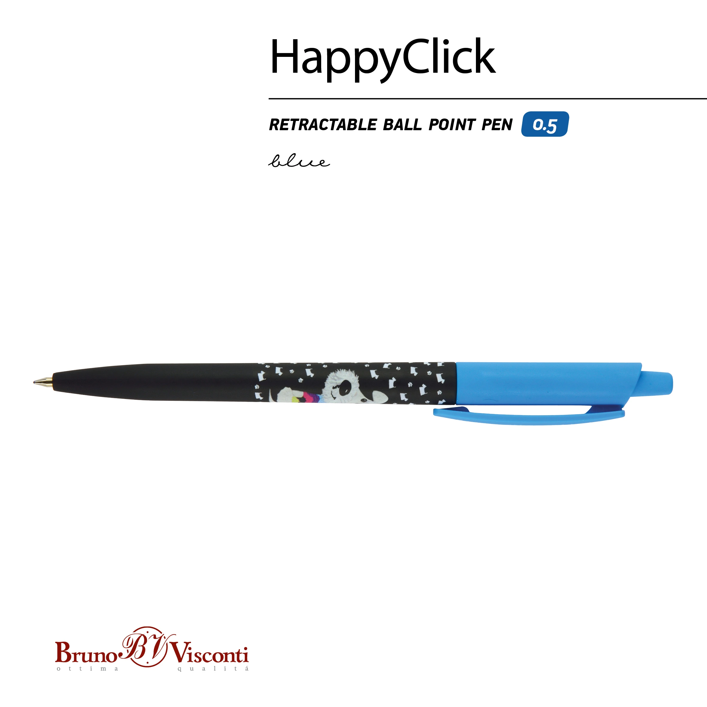 РУЧКА "HappyClick. Щеночек" ШАРИКОВАЯ, 0.5 ММ, СИНЯЯ
