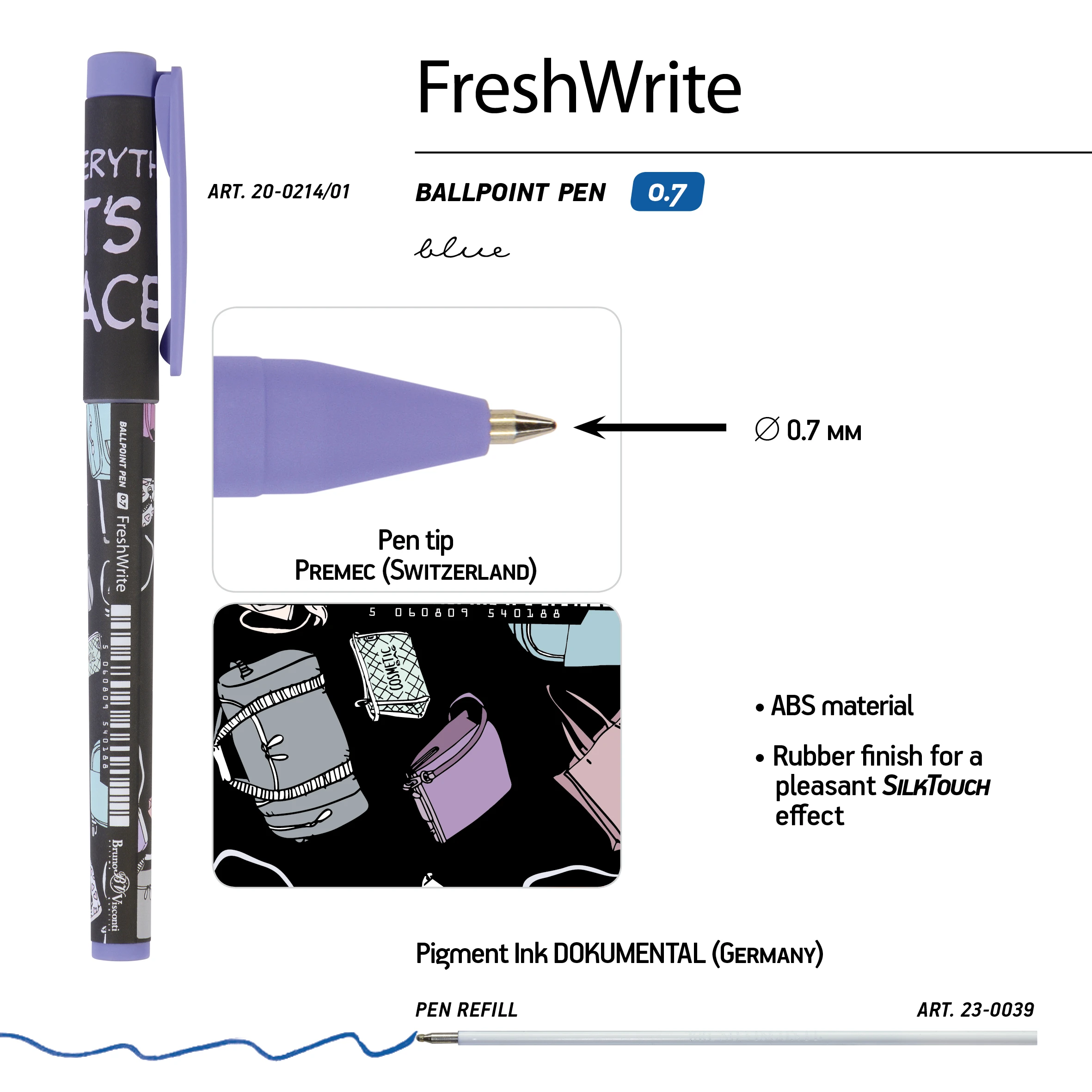 РУЧКА "FreshWrite. Дамские штучки. Сумочки" ШАРИКОВАЯ 0.7 ММ, СИНЯЯ РУЧКА "FreshWrite. Дамские штучки. Сумочки" ШАРИКОВАЯ 0.7 ММ, СИНЯЯ
