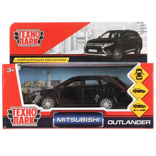 Машина металлическая MITSUBISHI OUTLANDER 12 см, двери, багаж, инерц, черный,