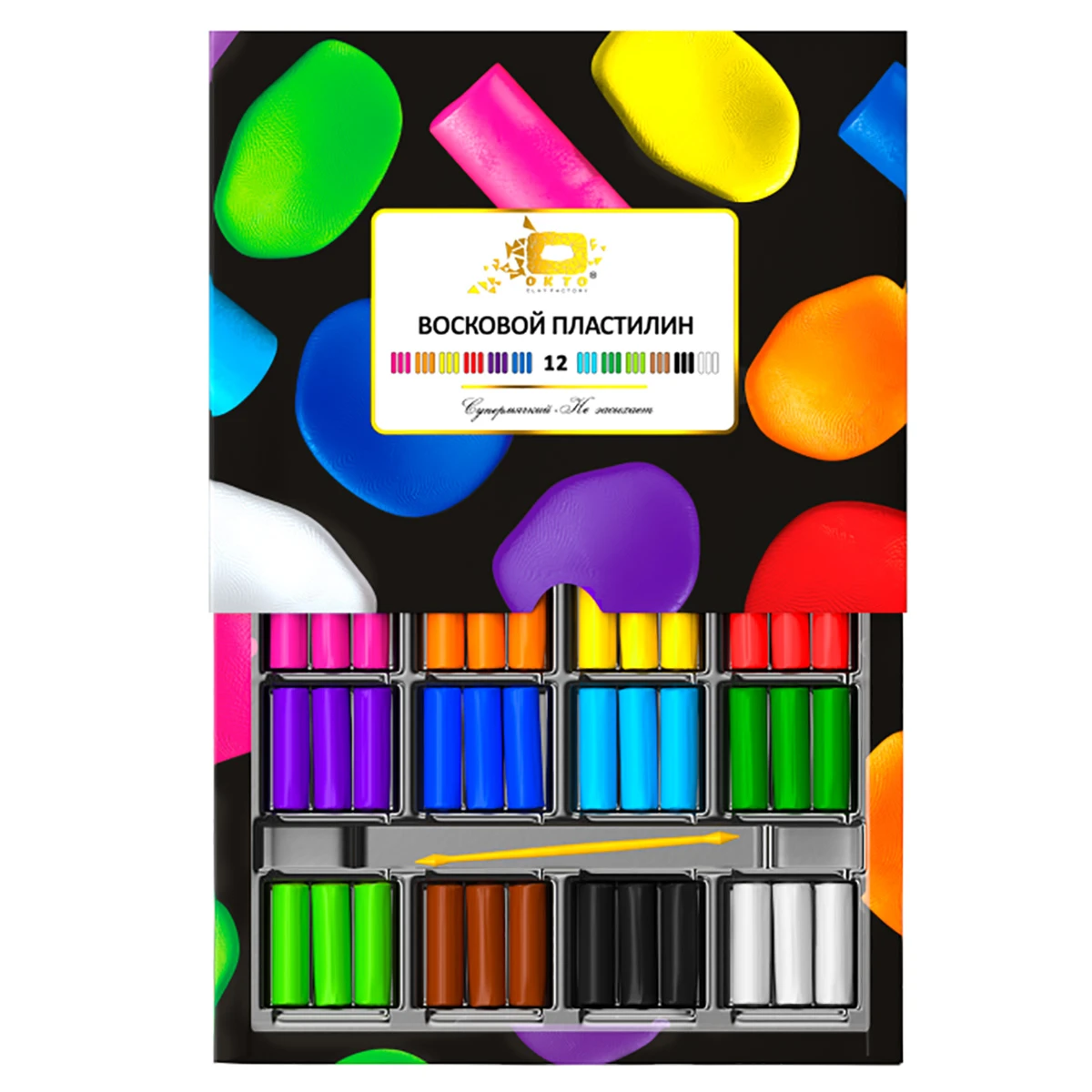Арт.ФФ91011 Восковый пластилин OKTO 12 цветов Арт.ФФ91011 Восковый пластилин OKTO 12 цветов