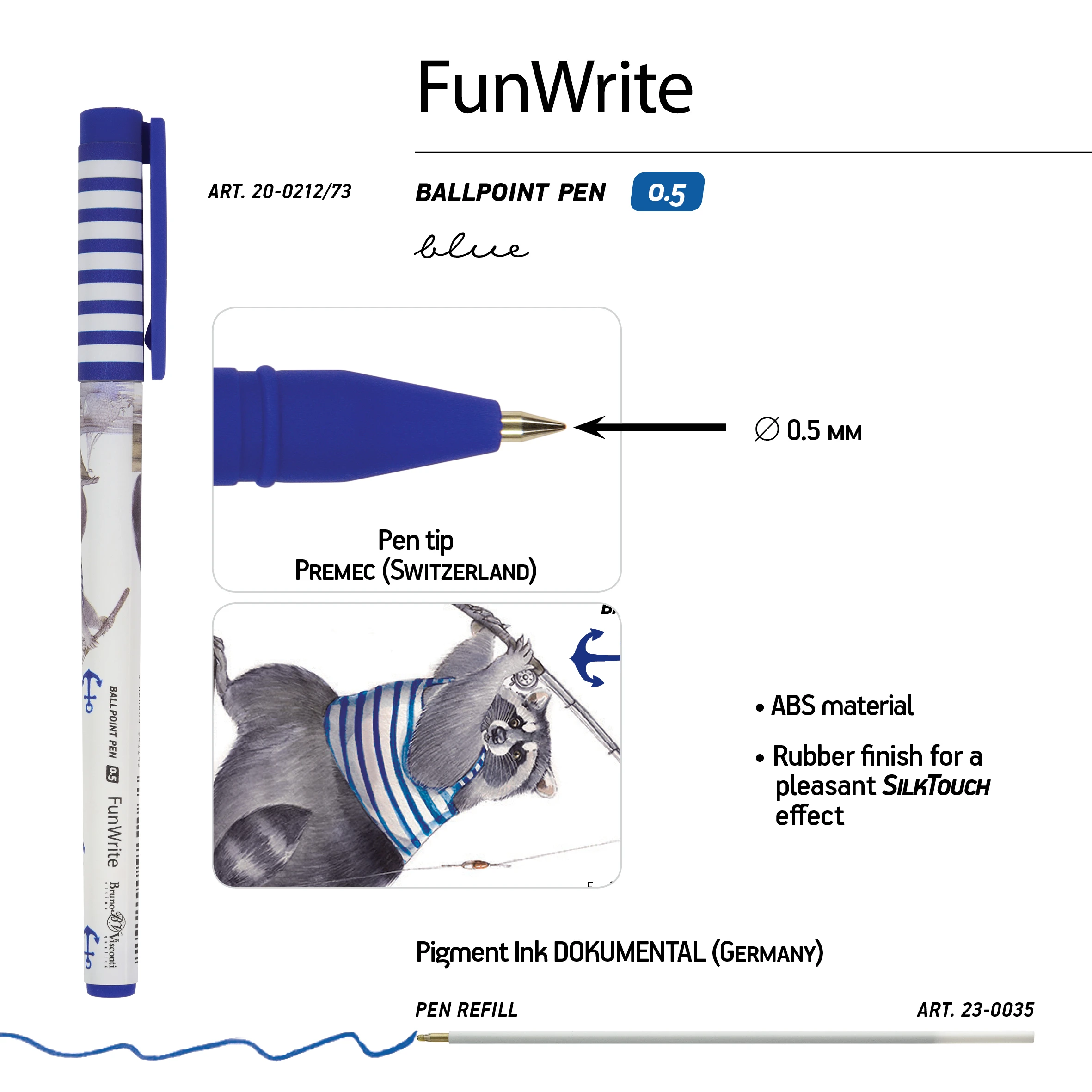 РУЧКА "FunWrite. Енот-рыбак" ШАРИКОВАЯ, 0.5 ММ, СИНЯЯ РУЧКА "FunWrite. Енот-рыбак" ШАРИКОВАЯ, 0.5 ММ, СИНЯЯ