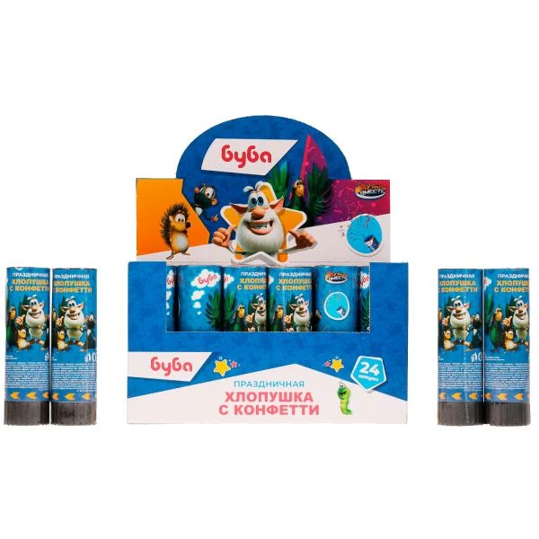 Пружинная хлопушка с конфетти БУБА 15см, шоу-бокс. ИГРАЕМ ВМЕСТЕ