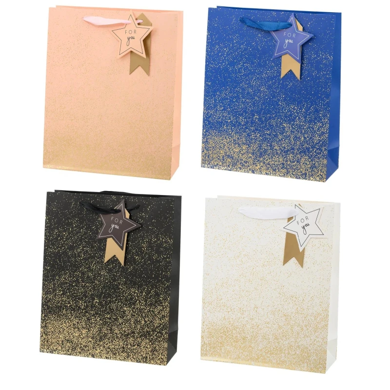 Пакет подарочный FOR YOU с зол.напыл., ассорти, 26x10x32 см,МС-6042