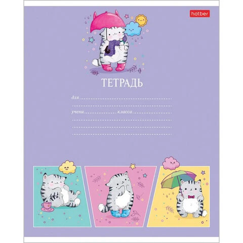 Тетрадь 12 л. HATBER клетка, обложка картон, "Приключения кота Тетрадь 12 л. HATBER клетка, обложка картон, "Приключения кота
