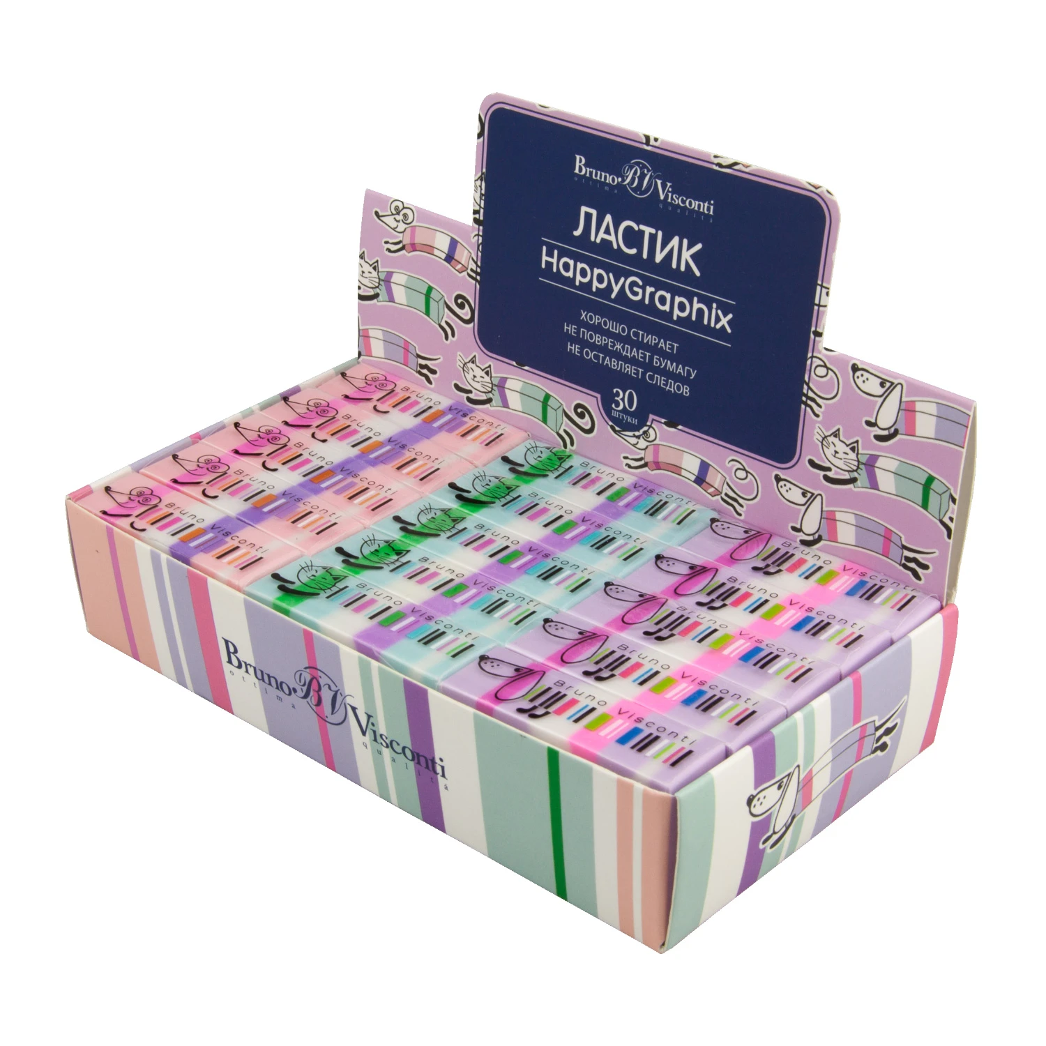 ЛАСТИК "HappyGraphix. Полосатики", 3 цвета ЛАСТИК "HappyGraphix. Полосатики", 3 цвета