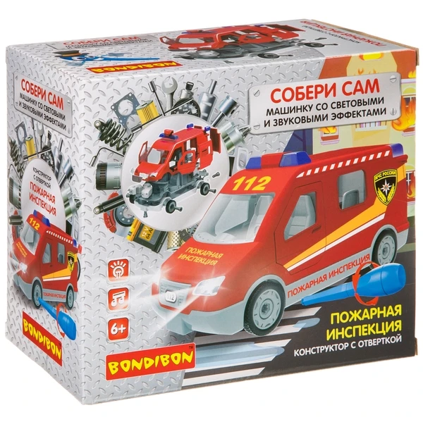 Конструктор с отверткой Bondibon, Собирай и Играй «ПОЖАРНАЯ ИНСПЕКЦИЯ», 55 дет.