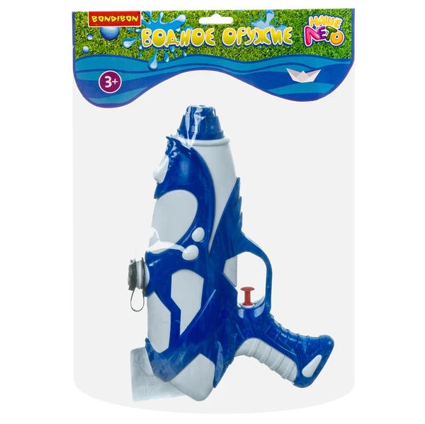 Водный пистолет Bondibon "Наше Лето", РАС 30х18,3х4,5 см, сине-белый,