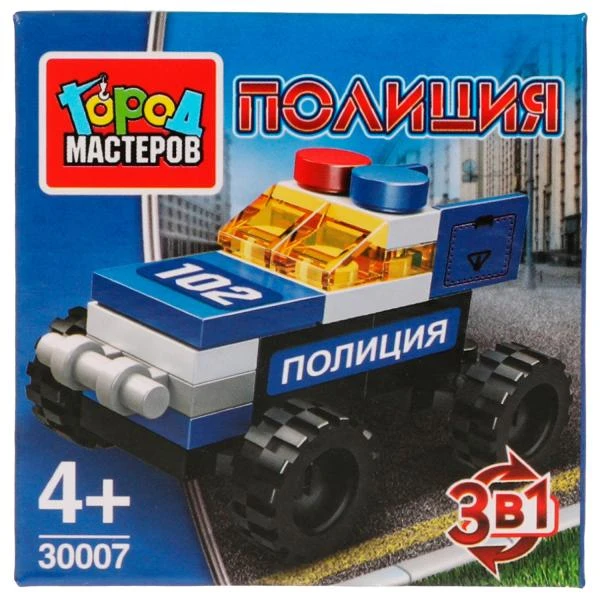 Конструктор ПОЛИЦЕЙСКИЙ машина 3в1, 24 дет. Город мастеров