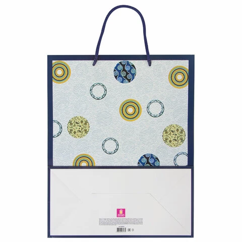 Пакет подарочный 26x12,7x32,4 см, ЗОЛОТАЯ СКАЗКА "Кольца и круги",