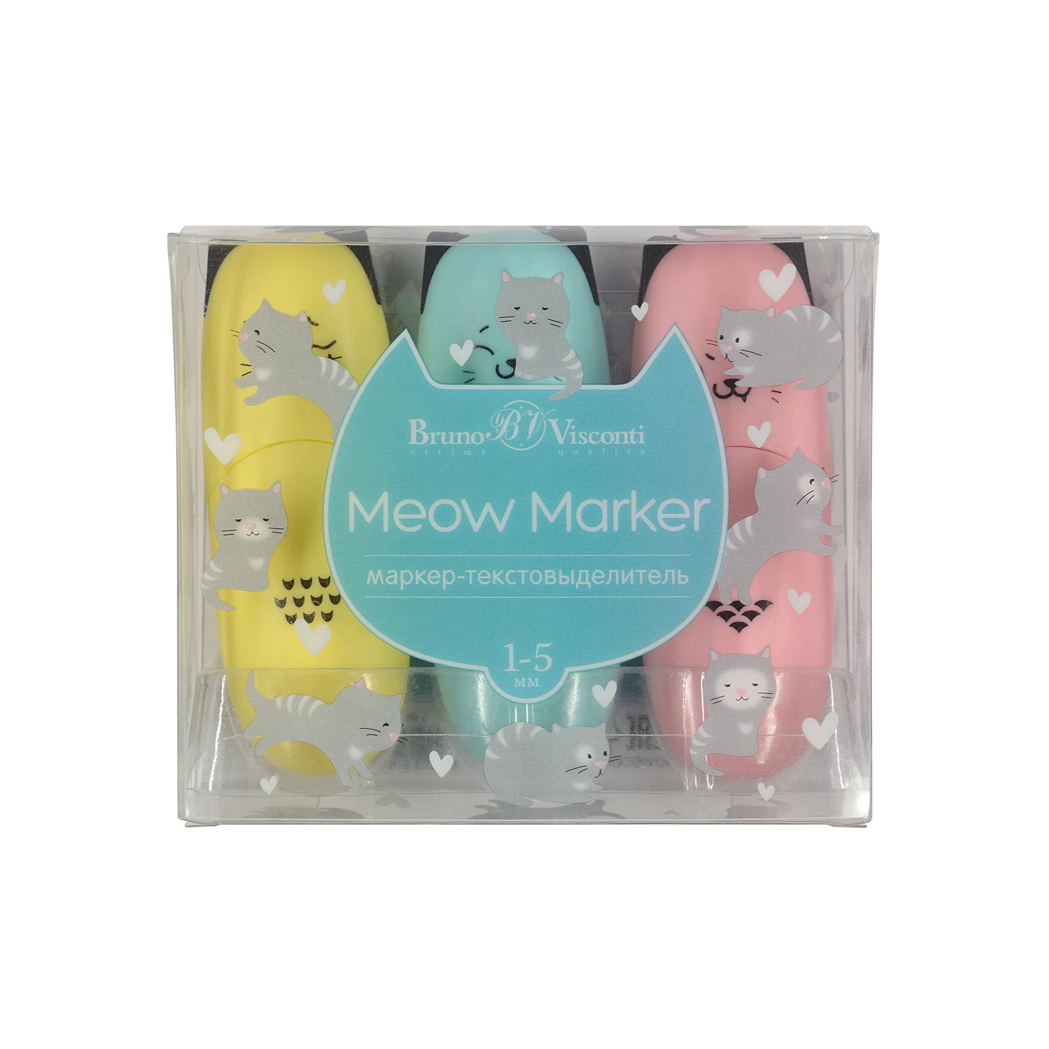 НАБОР ИЗ 3-х ТЕКСТОВЫДЕЛИТЕЛЕЙ "MEOW MARKER" ПАСТЕЛЬНЫЙ