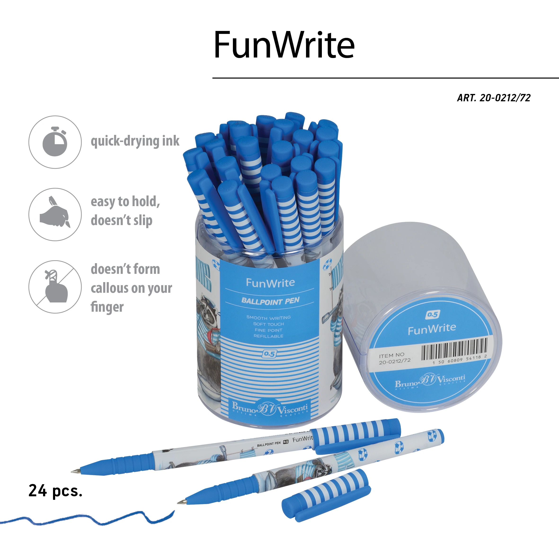 РУЧКА "FunWrite. Енот-морячок" ШАРИКОВАЯ, 0.5 ММ, СИНЯЯ РУЧКА "FunWrite. Енот-морячок" ШАРИКОВАЯ, 0.5 ММ, СИНЯЯ